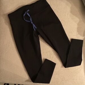Peloton Black Leggings with Blue Tie S NWOT